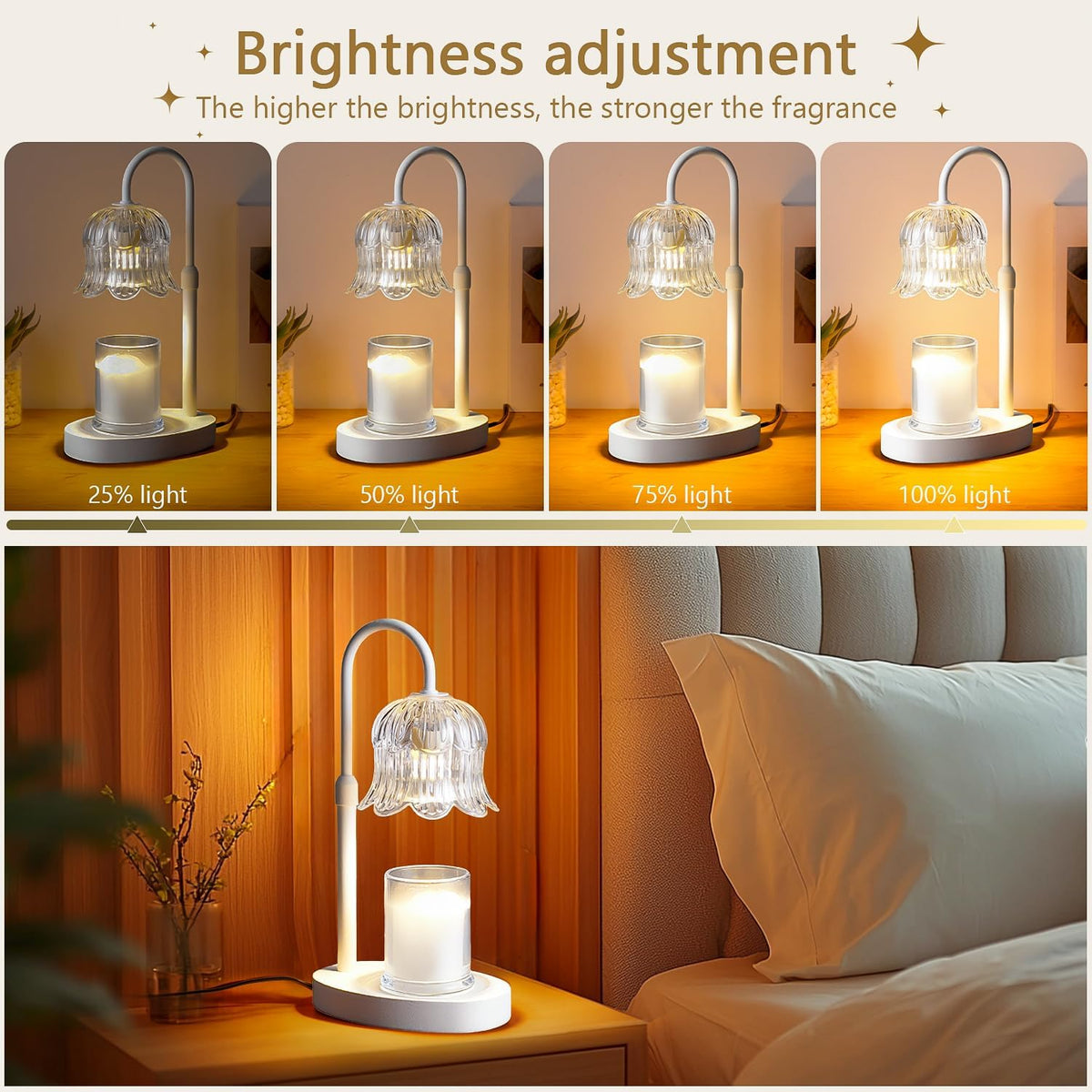 Candle Warmer Lamp Electric Timer - Flower Home Decor Women Birthday Gifts