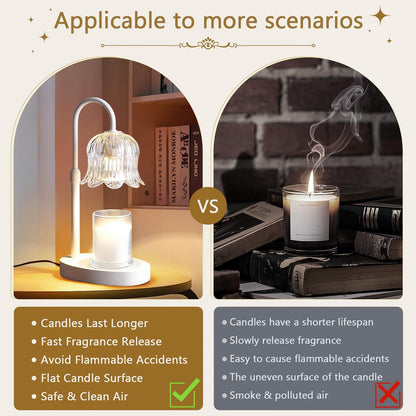 Candle Warmer Lamp Electric Timer - Flower Home Decor Women Birthday Gifts