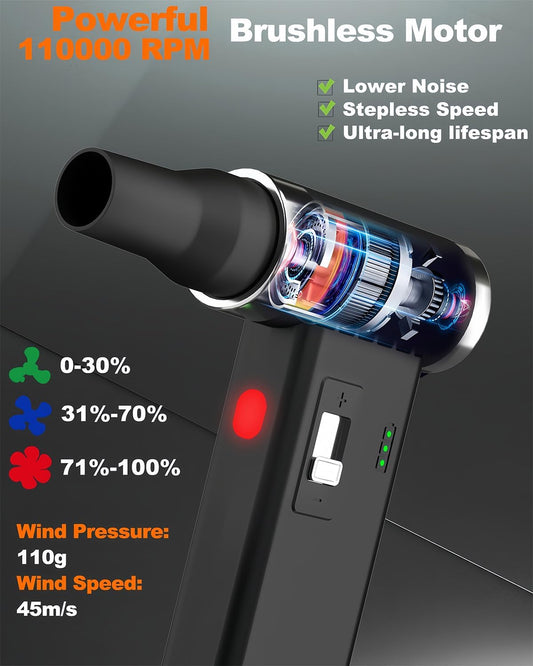 FT03 Compressed Air Duster, 1-100 Stepless Speed Adjustable