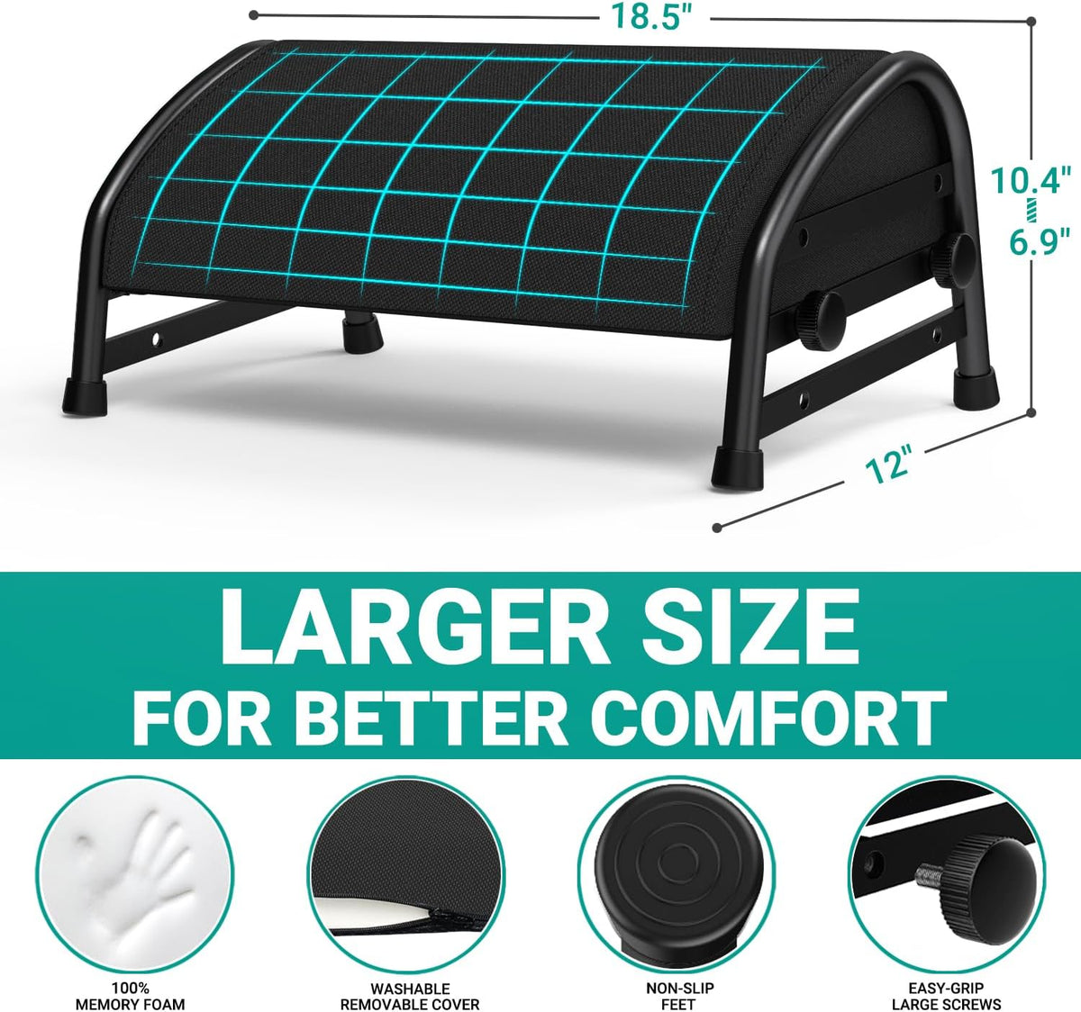 Adjustable Foot Rest for Under Desk at Work, Ergonomic Foot Stools
