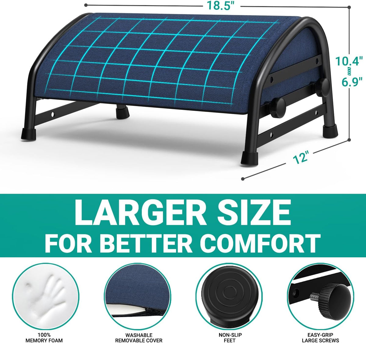 Adjustable Foot Rest for Under Desk at Work, Ergonomic Foot Stools