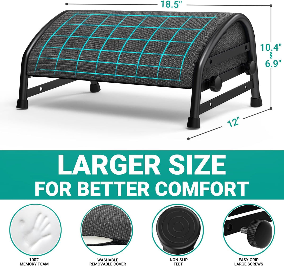 Adjustable Foot Rest for Under Desk at Work, Ergonomic Foot Stools