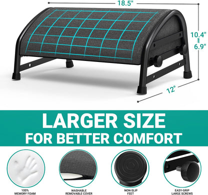 Adjustable Foot Rest for Under Desk at Work, Ergonomic Foot Stools