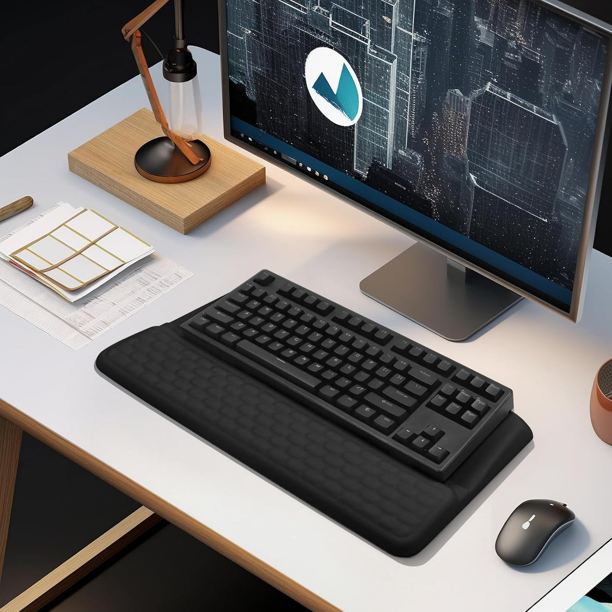 Computer Keyboard Stand with Wrist Rest Support Pad, Black