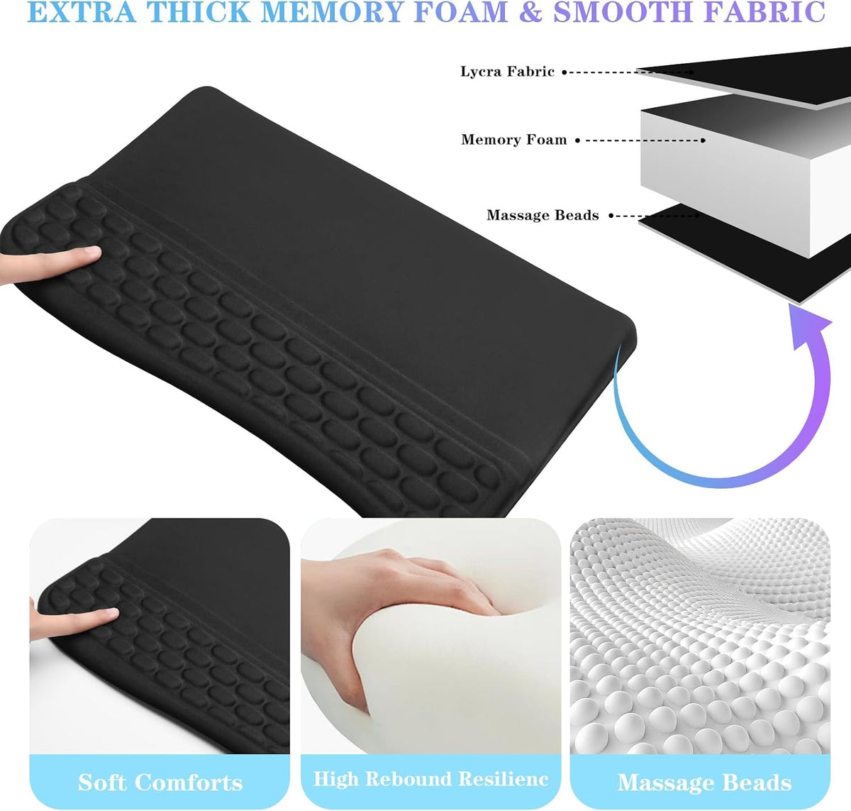 Computer Keyboard Stand with Wrist Rest Support Pad, Black