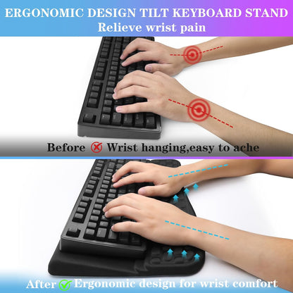 Computer Keyboard Stand with Wrist Rest Support Pad, Black