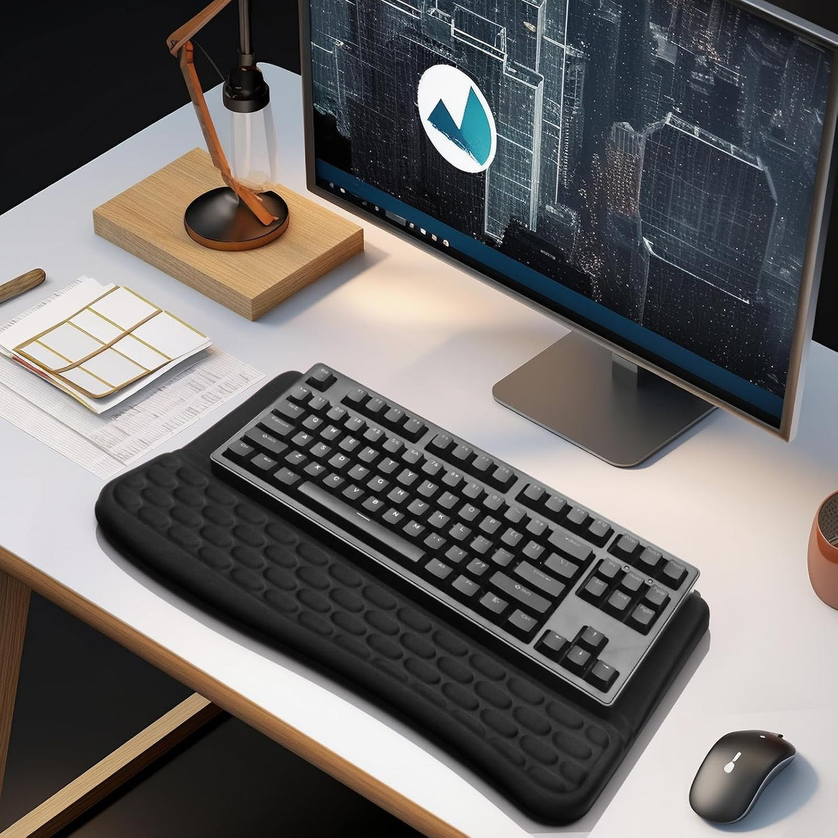 Computer Keyboard Stand with Wrist Rest Support Pad, Black