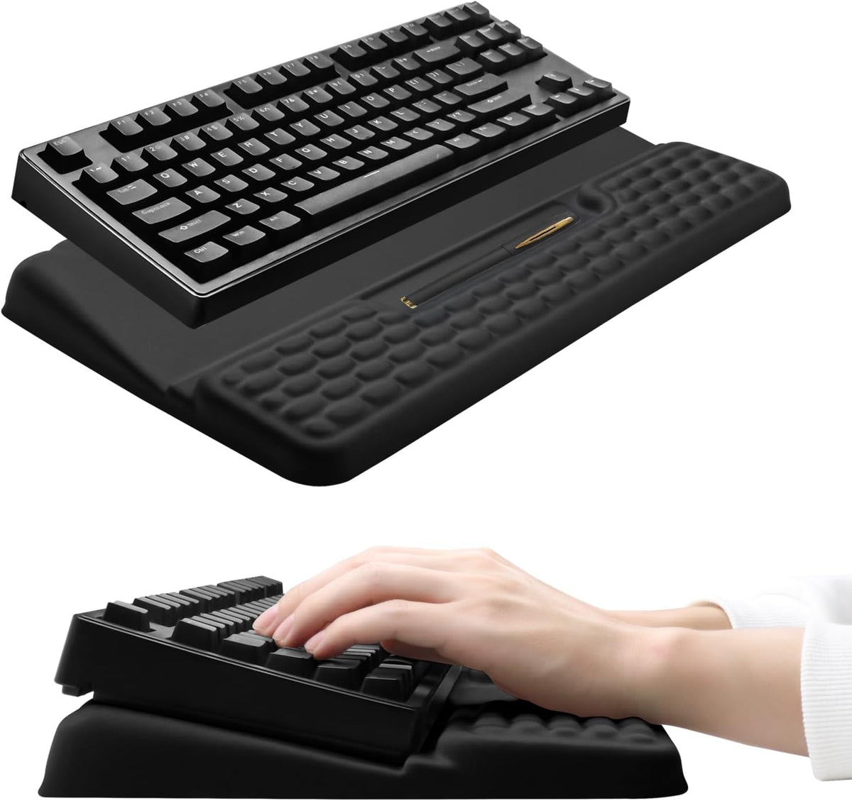 Computer Keyboard Stand with Wrist Rest Support Pad, Black