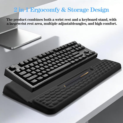 Computer Keyboard Stand with Wrist Rest Support Pad, Black
