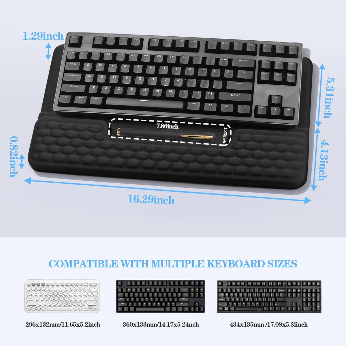 Computer Keyboard Stand with Wrist Rest Support Pad, Black