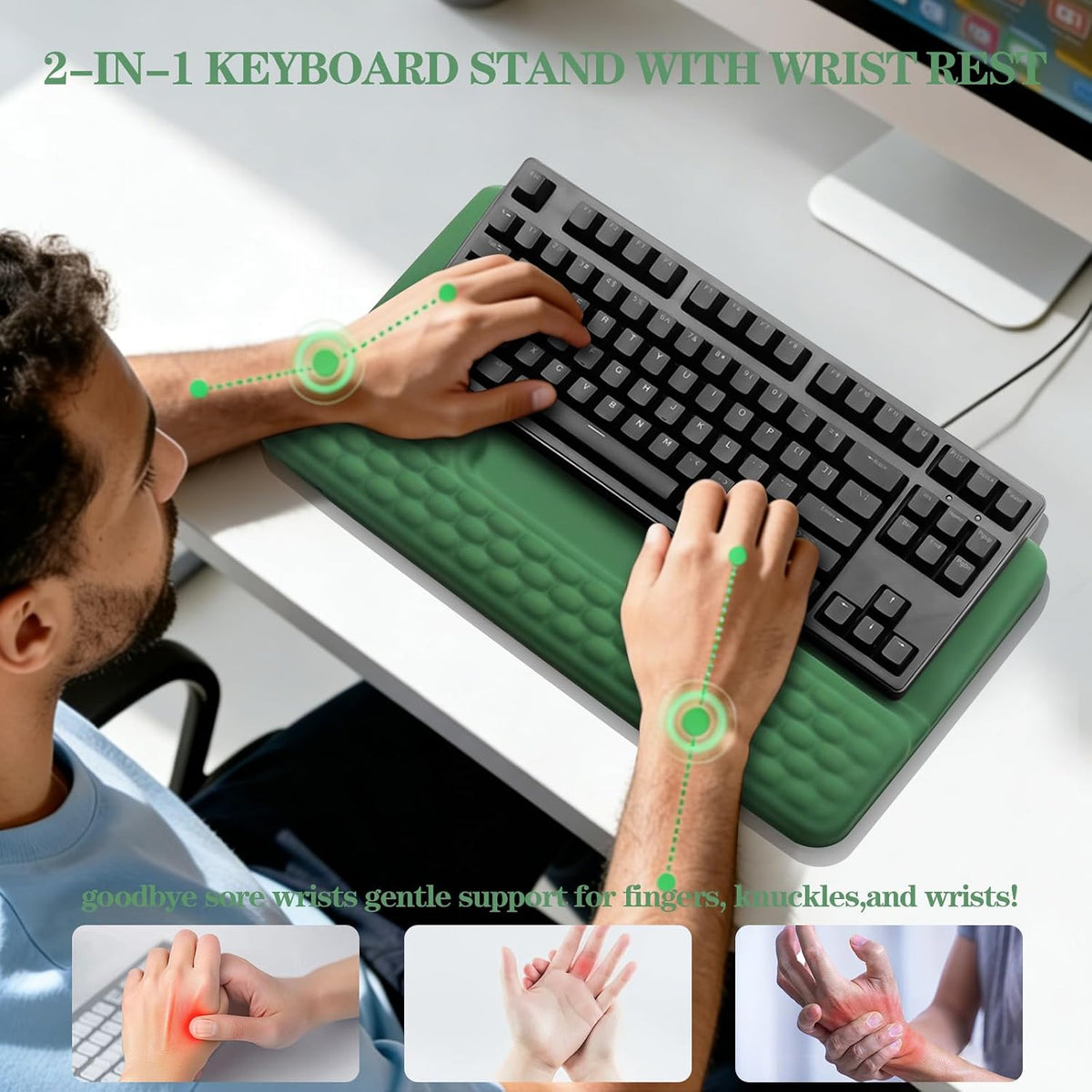 Computer Keyboard Stand with Wrist Rest Support Pad, Black