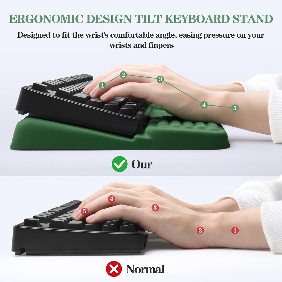 Computer Keyboard Stand with Wrist Rest Support Pad, Black