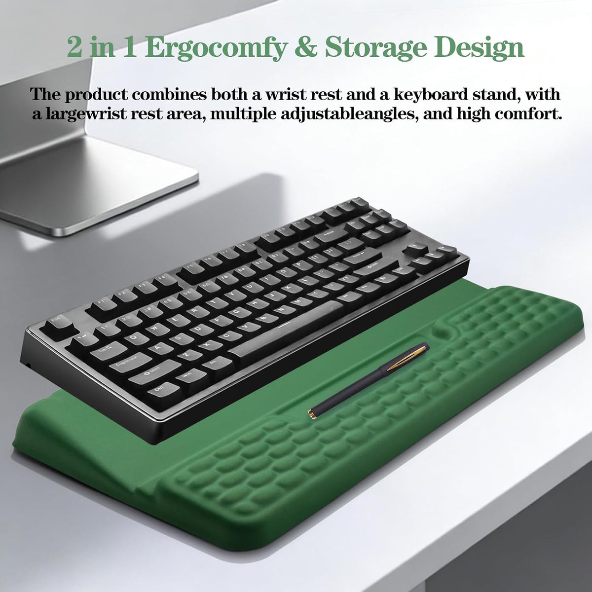 Computer Keyboard Stand with Wrist Rest Support Pad, Black