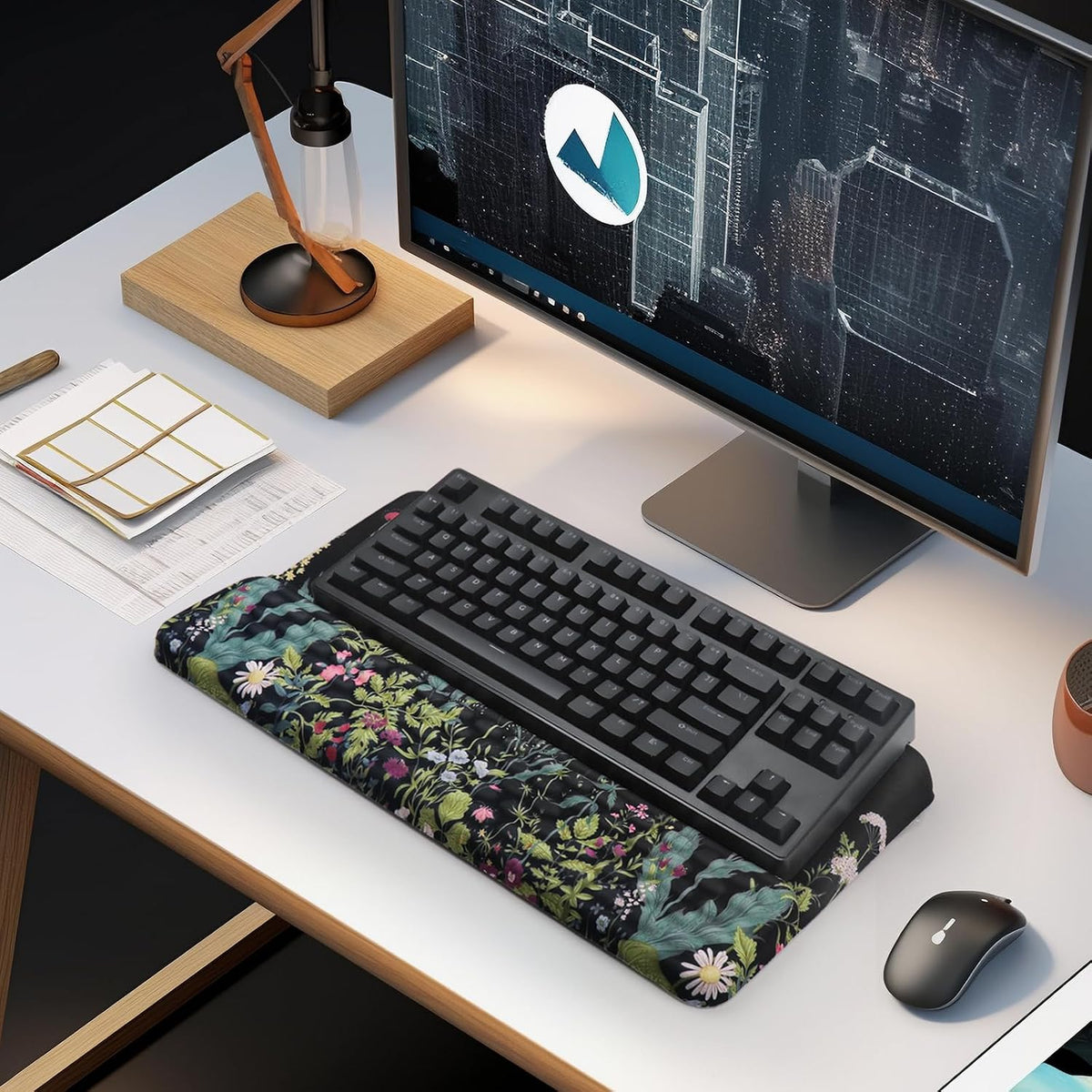 Computer Keyboard Stand with Wrist Rest Support Pad, Black