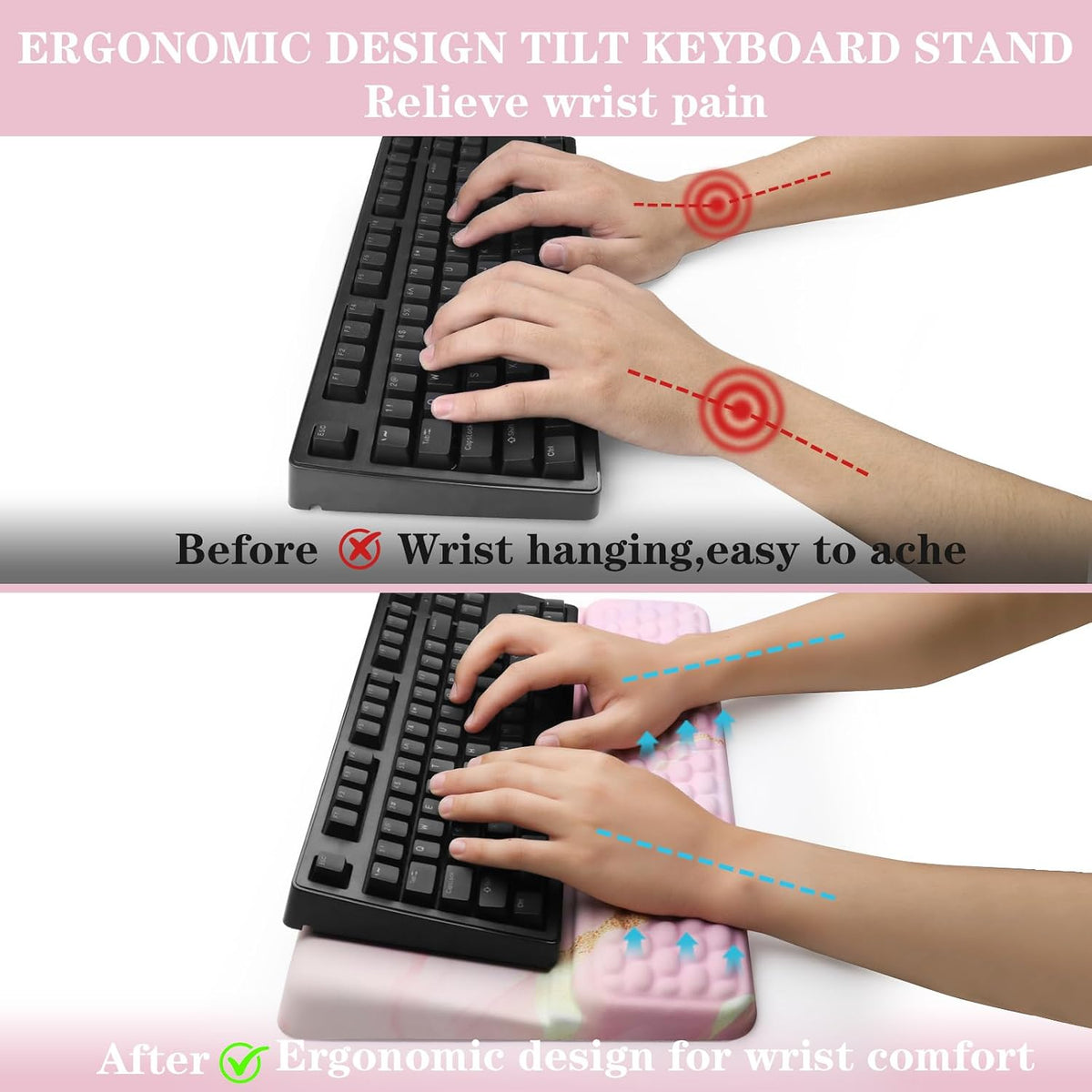 Computer Keyboard Stand with Wrist Rest Support Pad, Black