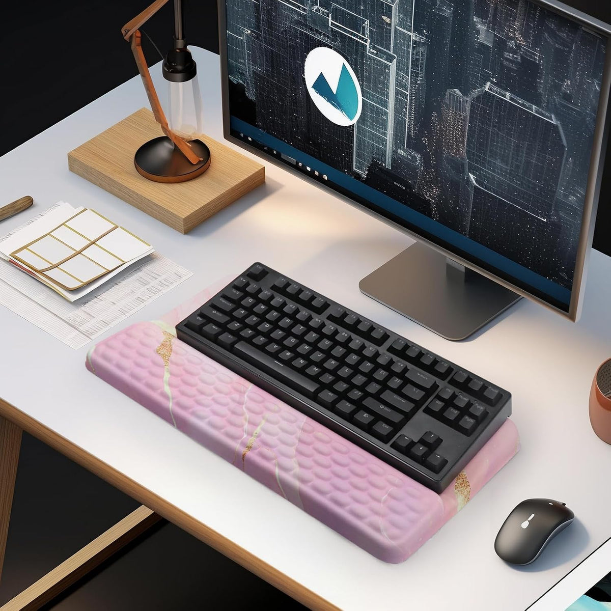 Computer Keyboard Stand with Wrist Rest Support Pad, Black
