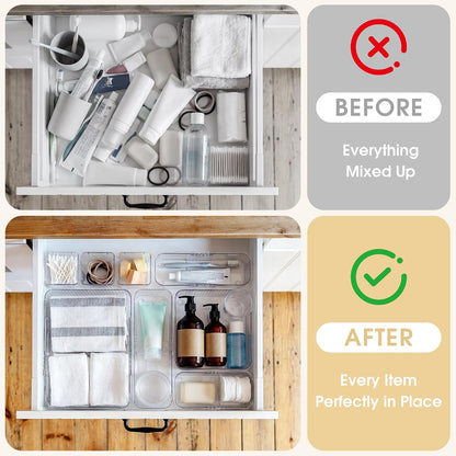 14Pcs Extendable Drawer Organizer 4-Size Expandable Drawer Organizer