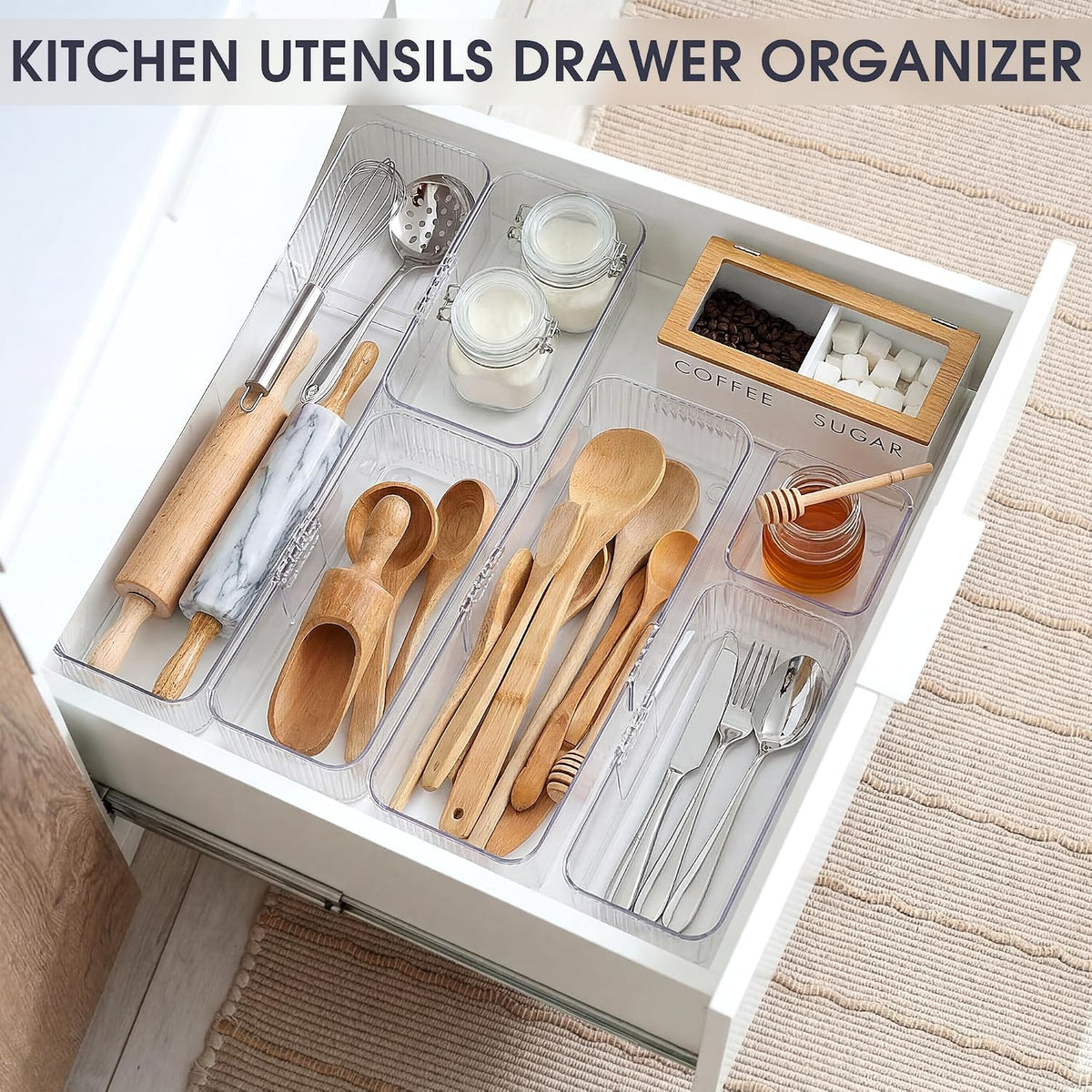 14Pcs Extendable Drawer Organizer 4-Size Expandable Drawer Organizer