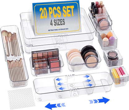 14Pcs Extendable Drawer Organizer 4-Size Expandable Drawer Organizer