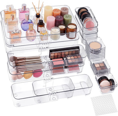 14Pcs Extendable Drawer Organizer 4-Size Expandable Drawer Organizer