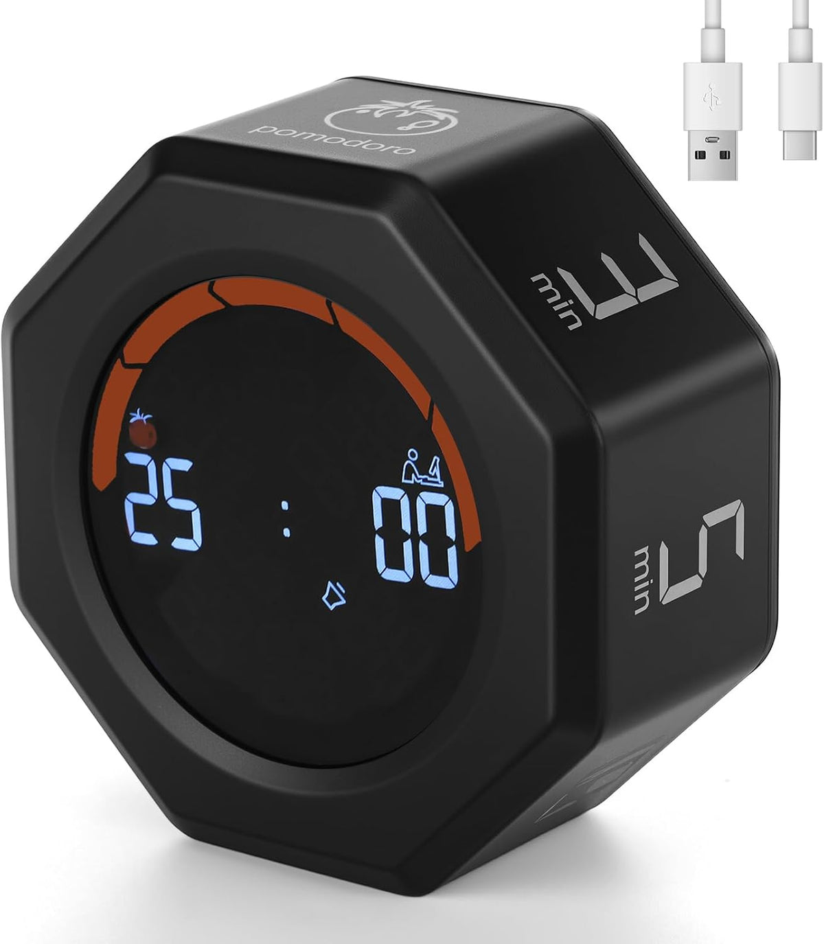 Small Productivity Timer, Pomodoro Timer with 5 Presets (White)