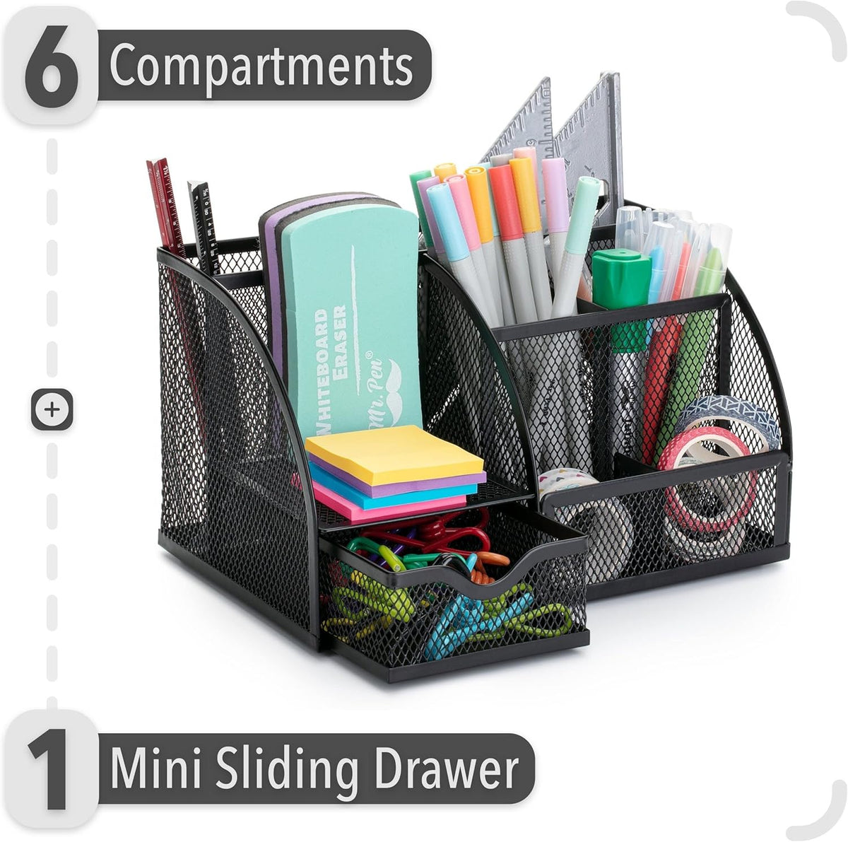 Mesh Desk Organizer, Black, Pen Holders Organizers