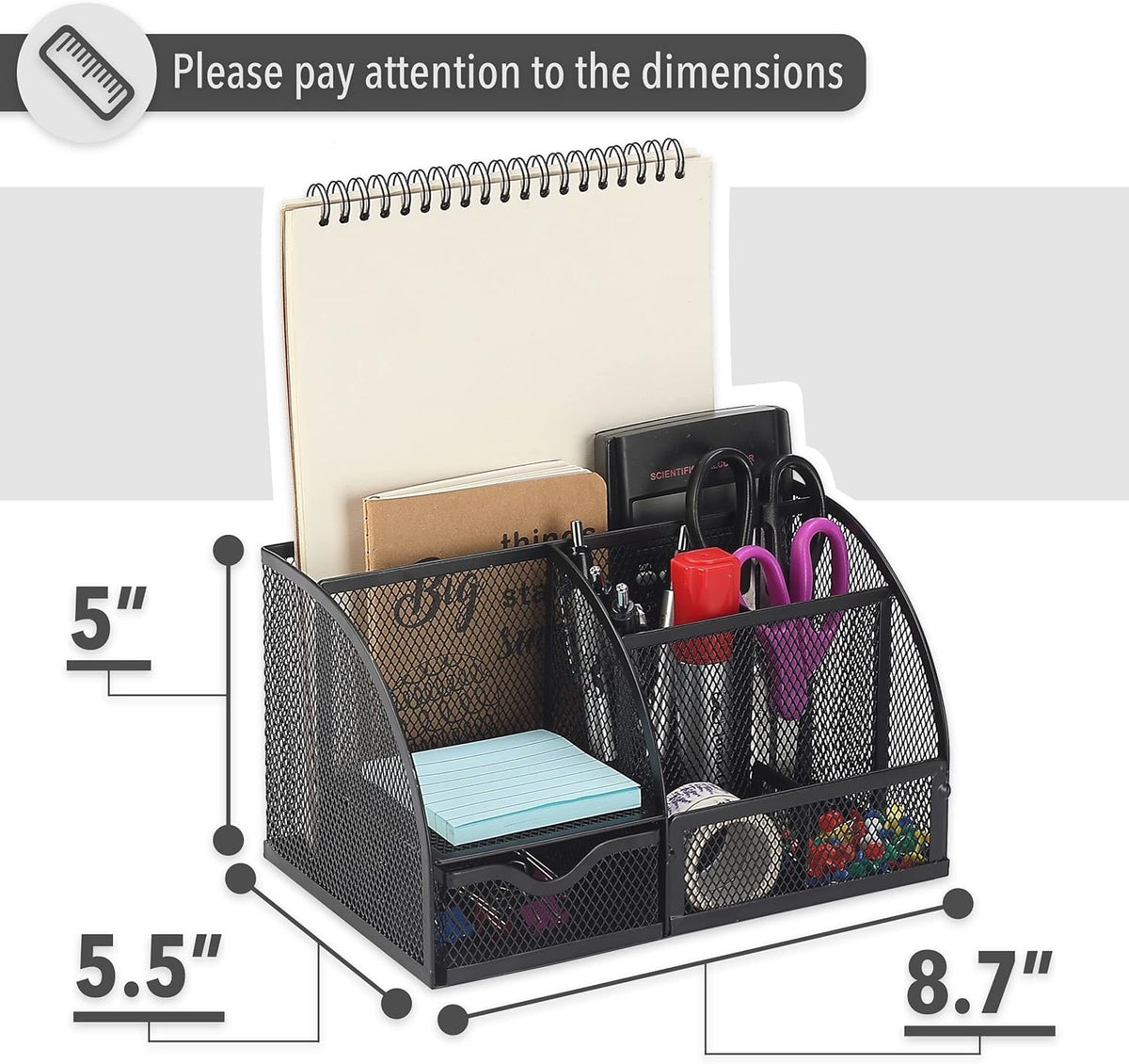 Mesh Desk Organizer, Black, Pen Holders Organizers