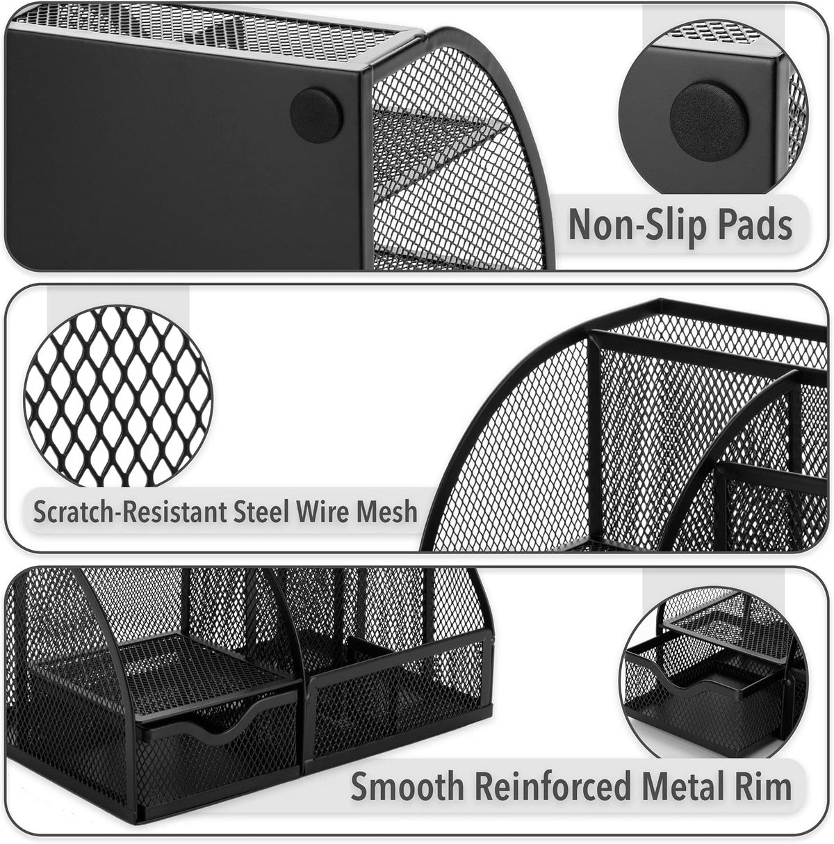 Mesh Desk Organizer, Black, Pen Holders Organizers