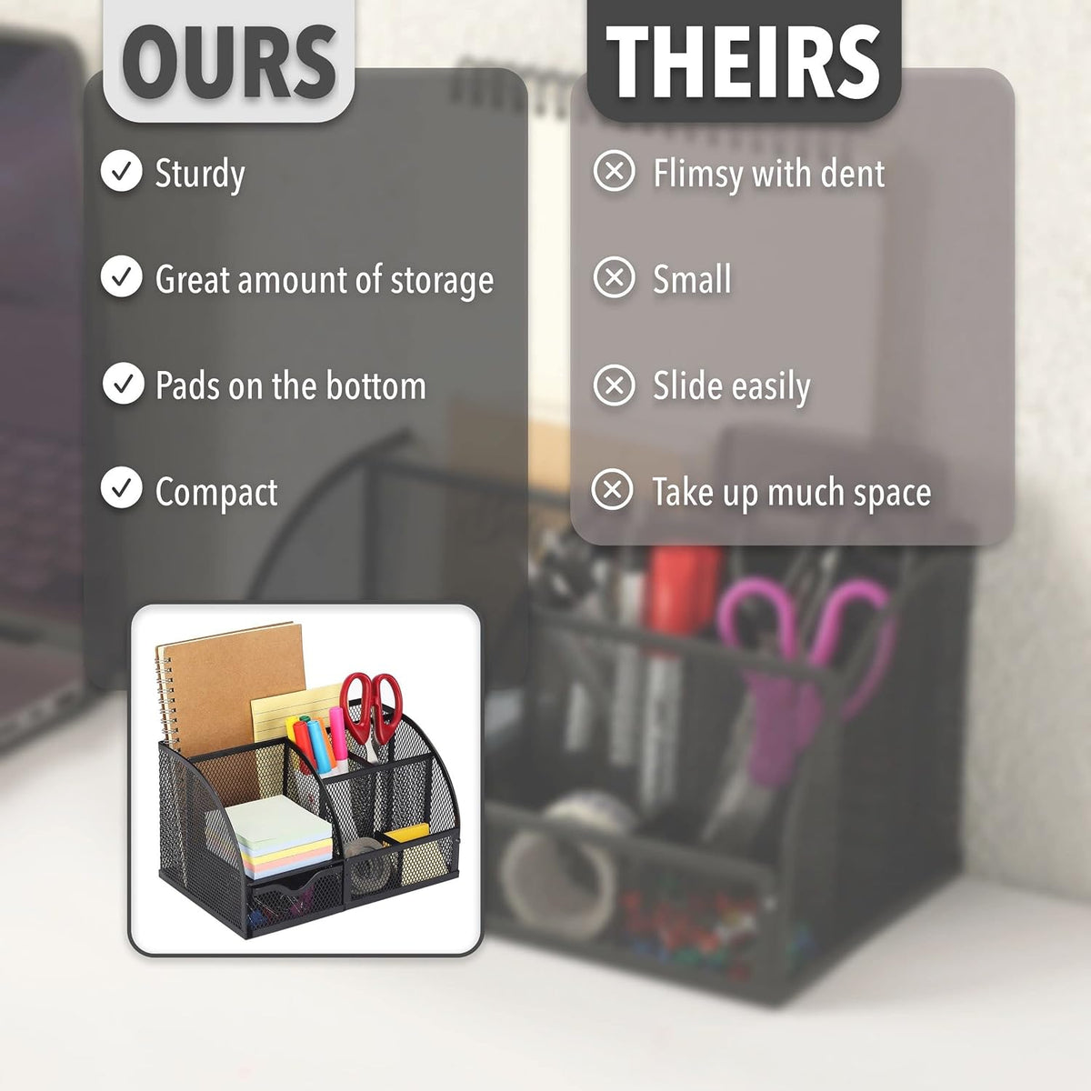 Mesh Desk Organizer, Black, Pen Holders Organizers