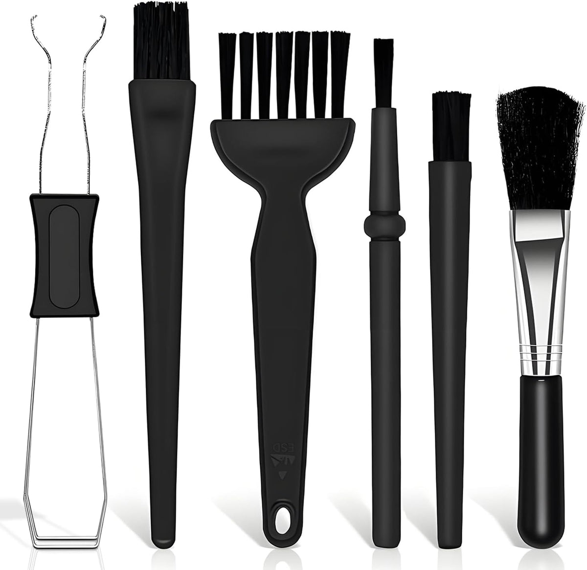 6PCS Keyboard Brush Cleaner Kit with Keycap Puller & Switch Puller, PP Handle Nylon Small Space Dust Removal Anti Static Brush for Computer Keyboard Electrical Appliance Seam Motherboard Camera