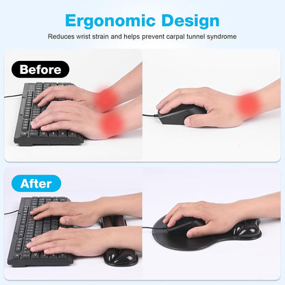 Gel Wrist Rest Mouse Pad Set, Ergonomic Support for Office Gaming