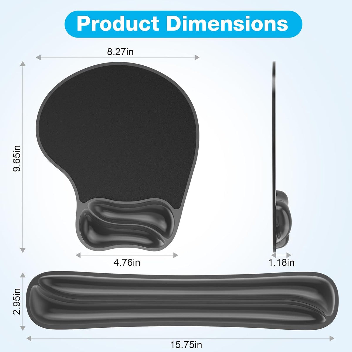Gel Wrist Rest Mouse Pad Set, Ergonomic Support for Office Gaming