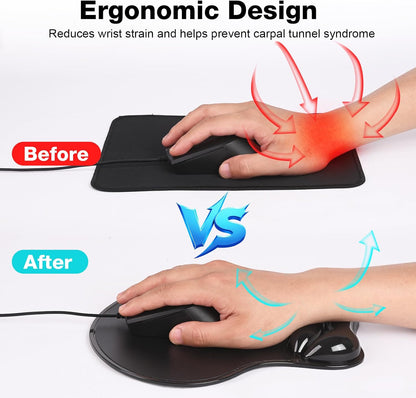 Gel Wrist Rest Mouse Pad Set, Ergonomic Support for Office Gaming