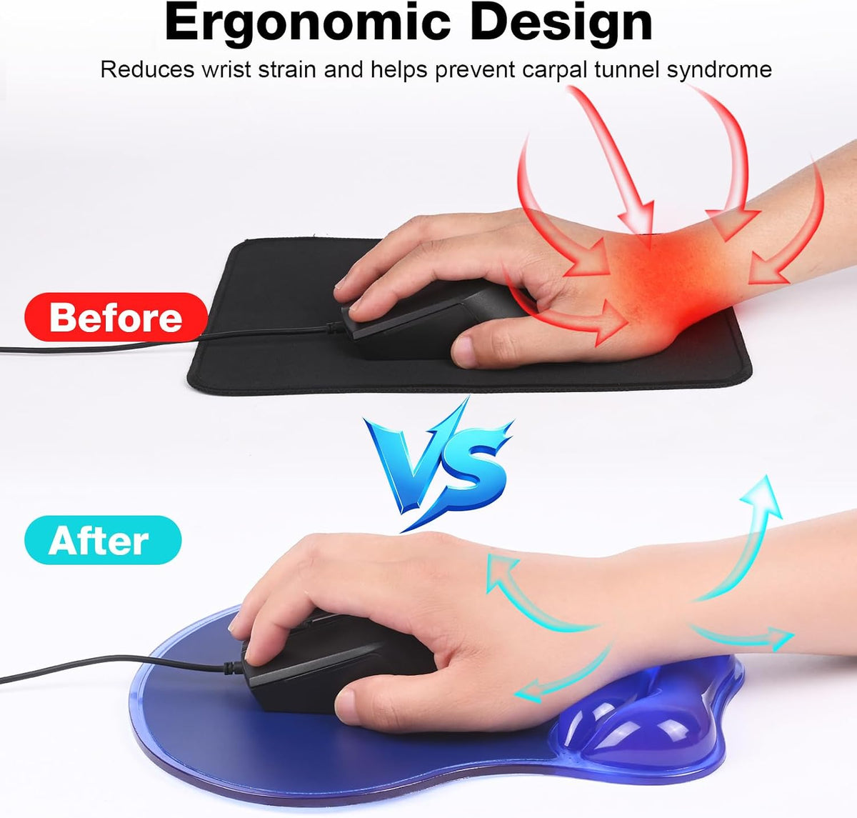 Gel Wrist Rest Mouse Pad Set, Ergonomic Support for Office Gaming