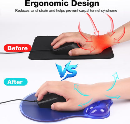 Gel Wrist Rest Mouse Pad Set, Ergonomic Support for Office Gaming