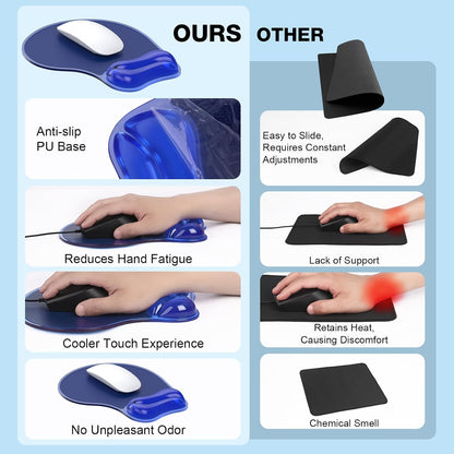 Gel Wrist Rest Mouse Pad Set, Ergonomic Support for Office Gaming