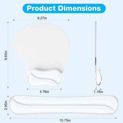 Gel Wrist Rest Mouse Pad Set, Ergonomic Support for Office Gaming