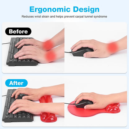 Gel Wrist Rest Mouse Pad Set, Ergonomic Support for Office Gaming