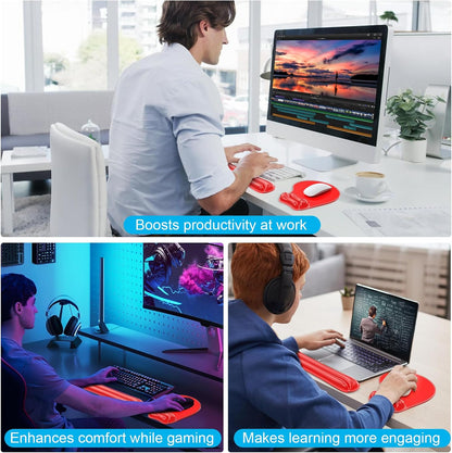 Gel Wrist Rest Mouse Pad Set, Ergonomic Support for Office Gaming