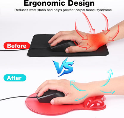 Gel Wrist Rest Mouse Pad Set, Ergonomic Support for Office Gaming