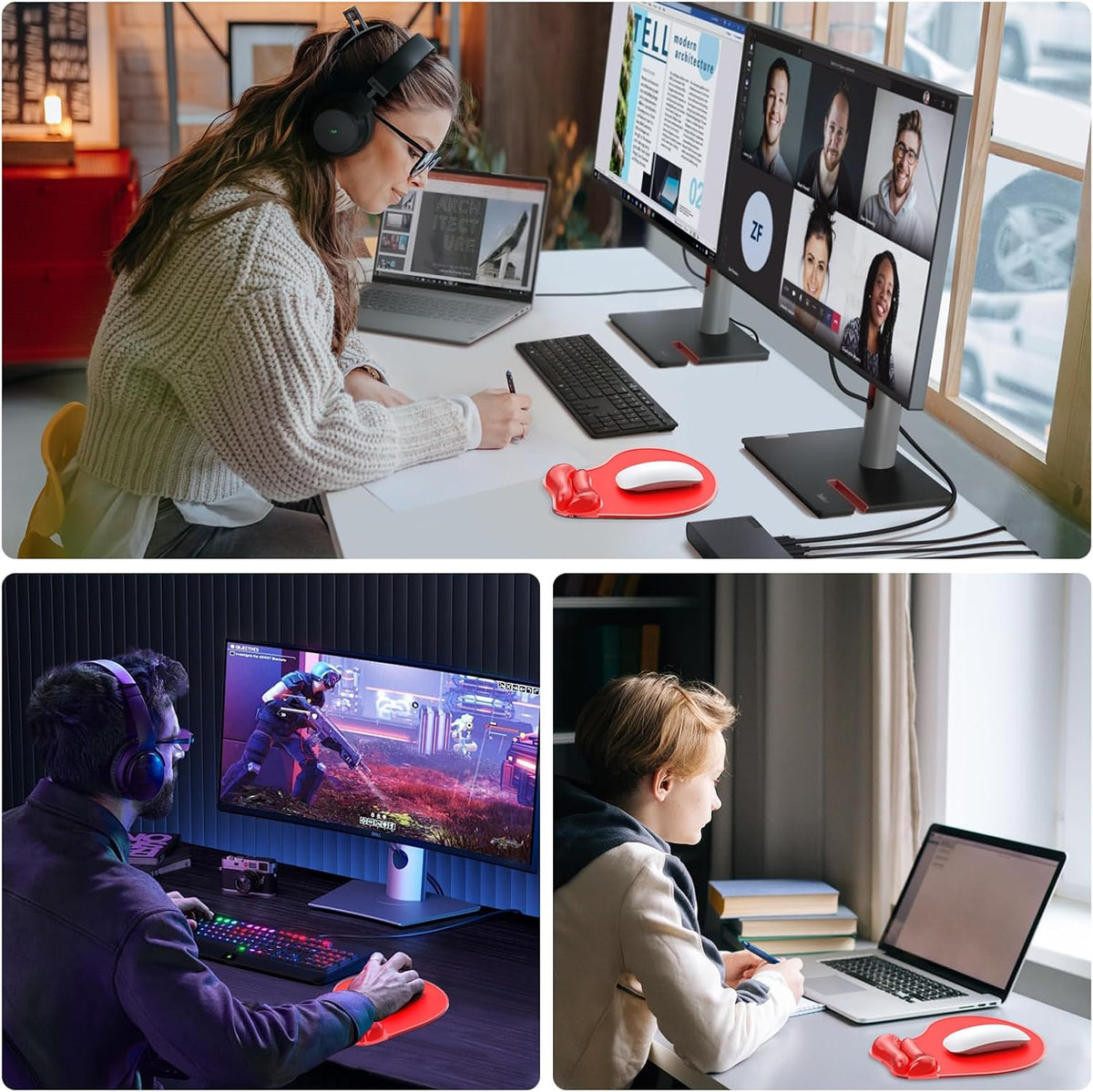 Gel Wrist Rest Mouse Pad Set, Ergonomic Support for Office Gaming