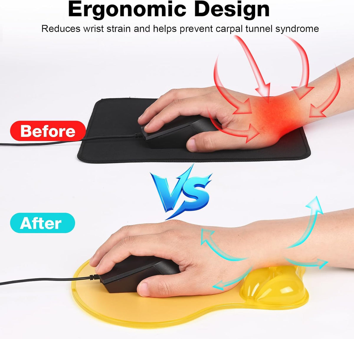 Gel Wrist Rest Mouse Pad Set, Ergonomic Support for Office Gaming