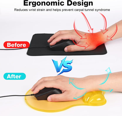 Gel Wrist Rest Mouse Pad Set, Ergonomic Support for Office Gaming