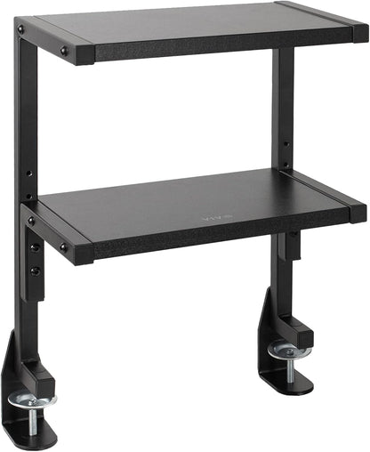 Black Clamp-on 13 inch 2-Tier Desk Shelf, STAND-SHELF2C