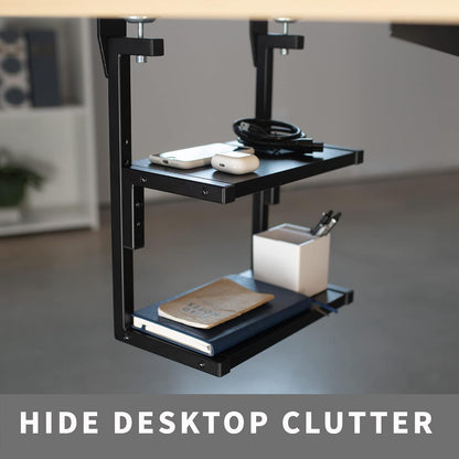 Black Clamp-on 13 inch 2-Tier Desk Shelf, STAND-SHELF2C