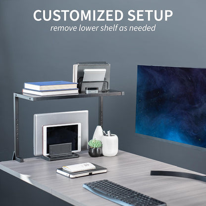 Black Clamp-on 13 inch 2-Tier Desk Shelf, STAND-SHELF2C