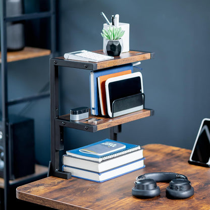 Black Clamp-on 13 inch 2-Tier Desk Shelf, STAND-SHELF2C