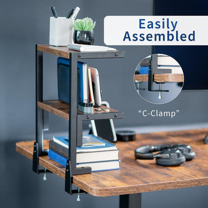 Black Clamp-on 13 inch 2-Tier Desk Shelf, STAND-SHELF2C