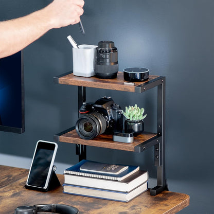 Black Clamp-on 13 inch 2-Tier Desk Shelf, STAND-SHELF2C