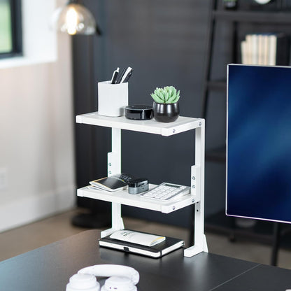 Black Clamp-on 13 inch 2-Tier Desk Shelf, STAND-SHELF2C